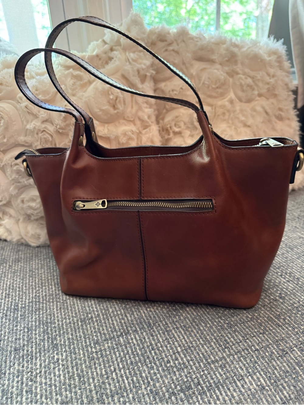 Patricia Nash Argenta/Chestnut/Brown Leather Satchel/Tote Bag - Picture 5 of 10